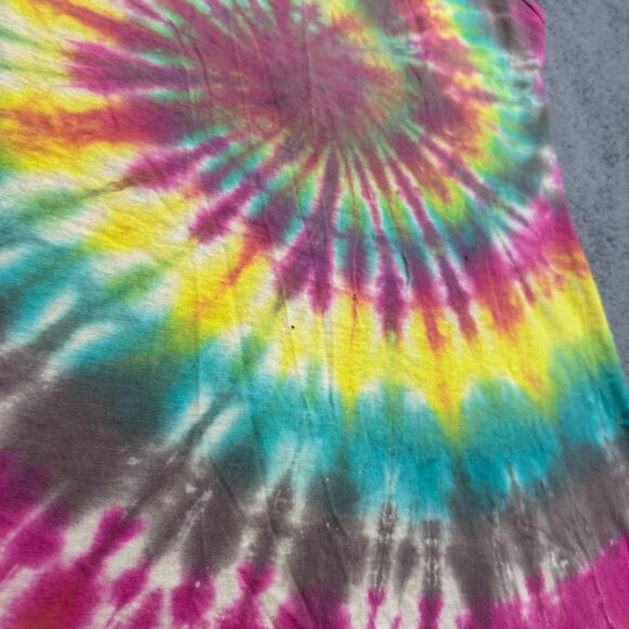 Vintage Tie Dye 90s Tank Shirt Womens S Oversized Rainbow Psychedelic Distressed - Picture 6 of 10